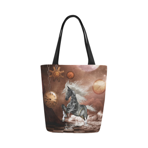 Amazing steampunk horse, silver Canvas Tote Bag (Model 1657)