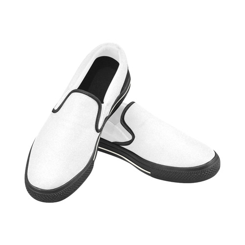 Basic White with Black Trim Accents Men's Slip-on Canvas Shoes (Model 019)