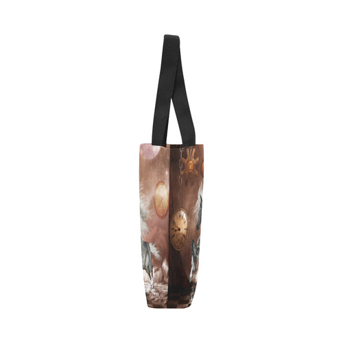 Amazing steampunk horse, silver Canvas Tote Bag (Model 1657)