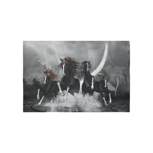 Awesome running black horses Cotton Linen Wall Tapestry 60"x 40"