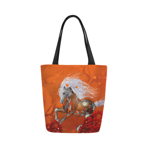 Wonderful steampunk horse, red white Canvas Tote Bag (Model 1657)