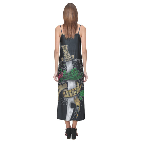 Symbolic Sword V-Neck Open Fork Long Dress(Model D18)