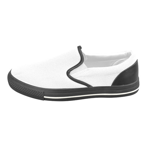Basic White with Black Trim Accents Men's Slip-on Canvas Shoes (Model 019)