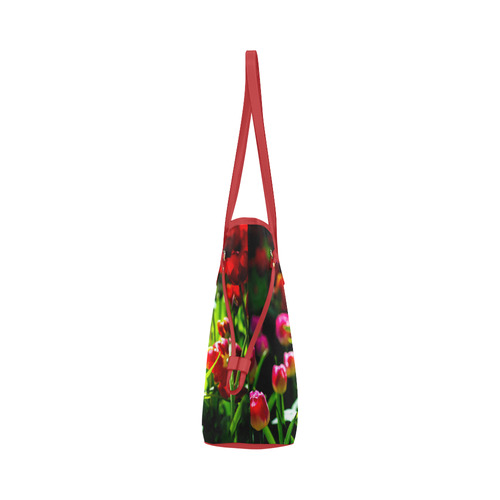 Colorful tulip flowers chic spring floral beauty Clover Canvas Tote Bag (Model 1661)