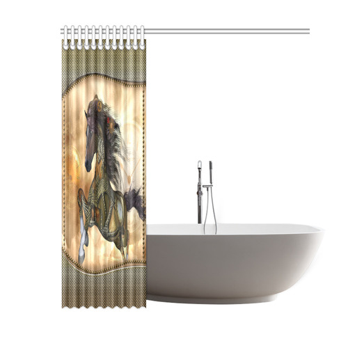 Aweseome steampunk horse, golden Shower Curtain 60"x72"