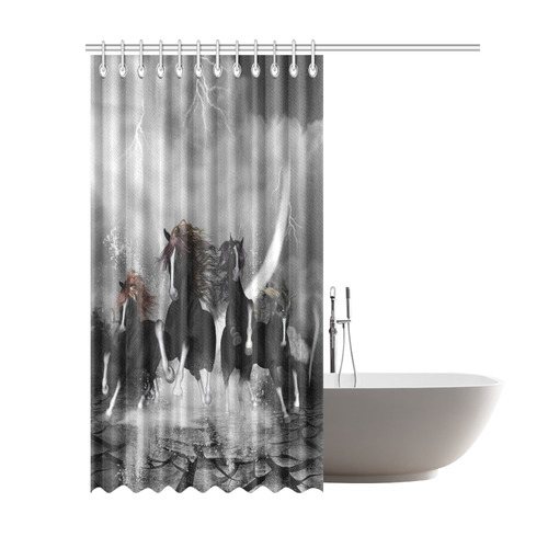 Awesome running black horses Shower Curtain 69"x84"