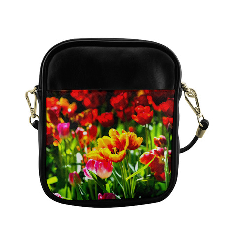 Tulip Flower Colorful Beautiful Spring Floral Sling Bag (Model 1627)