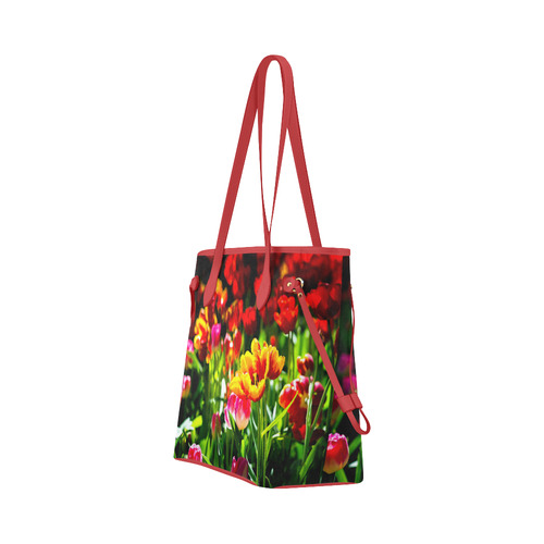 Colorful tulip flowers chic spring floral beauty Clover Canvas Tote Bag (Model 1661)