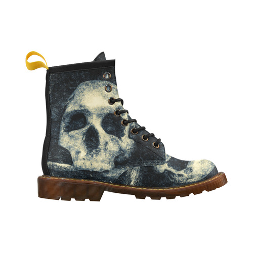 Man Skull In A Savage Temple Halloween Horror High Grade PU Leather Martin Boots For Women Model 402H