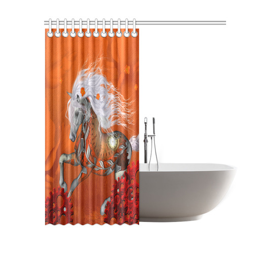 Wonderful steampunk horse, red white Shower Curtain 60"x72"
