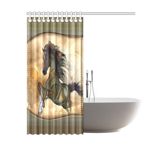 Aweseome steampunk horse, golden Shower Curtain 60"x72"