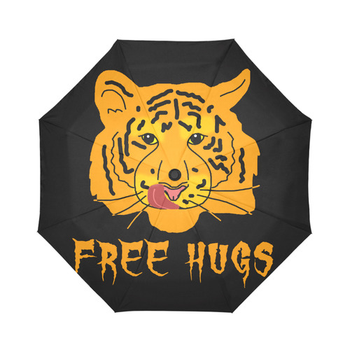 Tiger Licks His Lips Free Hugs Funny Romantic Auto-Foldable Umbrella (Model U04)