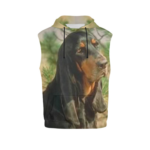 Black Tan Coonhound All Over Print Sleeveless Hoodie for Men (Model H15)