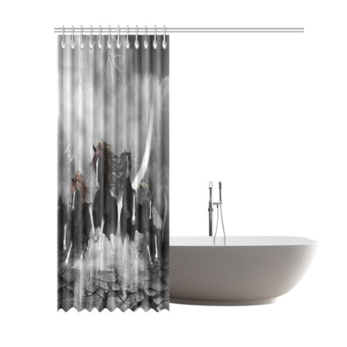 Awesome running black horses Shower Curtain 69"x84"