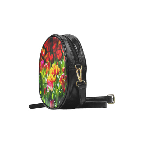 Tulip Flower Colorful Beautiful Spring Floral Round Sling Bag (Model 1647)