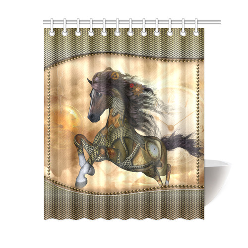 Aweseome steampunk horse, golden Shower Curtain 60"x72"