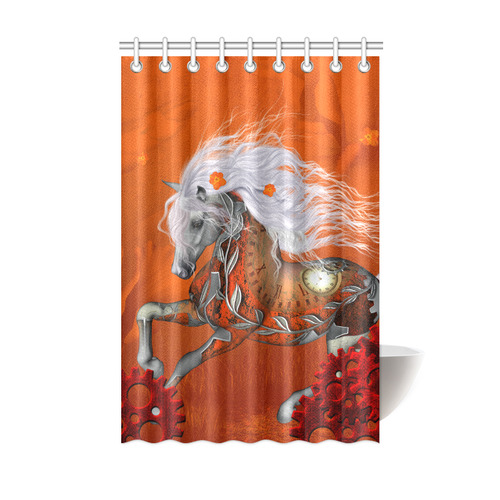 Wonderful steampunk horse, red white Shower Curtain 48"x72"