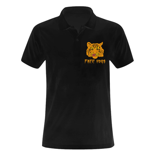 Tiger Licks His Lips Free Hugs Funny Romantic Men's Polo Shirt (Model T24)