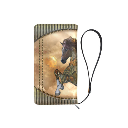 Aweseome steampunk horse, golden Men's Clutch Purse （Model 1638）