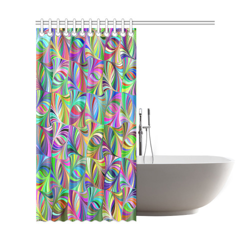 Colorful Red Blue Green Yellow Abstract Geometric Shower Curtain 69"x72"