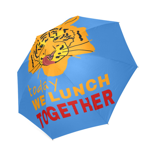Funny Wild Tiger Today We Lunch Together Romantic Foldable Umbrella (Model U01)