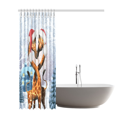 Christmas, funny giraffe Shower Curtain 72"x84"
