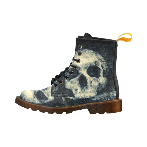 Man Skull In A Savage Temple Halloween Horror High Grade PU Leather Martin Boots For Women Model 402H