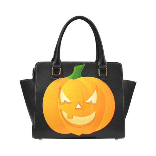 Halloween Pumpkin With Evil Grin Classic Shoulder Handbag (Model 1653)