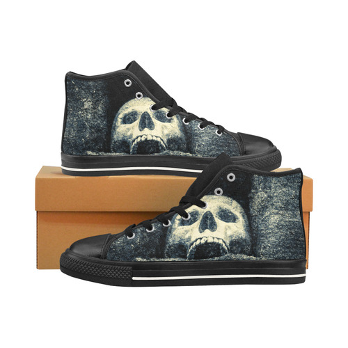 White Human Skull In A Pagan Shrine Halloween Cool Men’s Classic High Top Canvas Shoes /Large Size (Model 017)