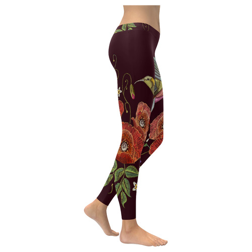 Humming bird Women's Low Rise Leggings (Invisible Stitch) (Model L05)