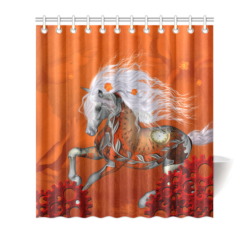 Wonderful steampunk horse, red white Shower Curtain 66"x72"