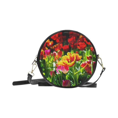 Tulip Flower Colorful Beautiful Spring Floral Round Sling Bag (Model 1647)