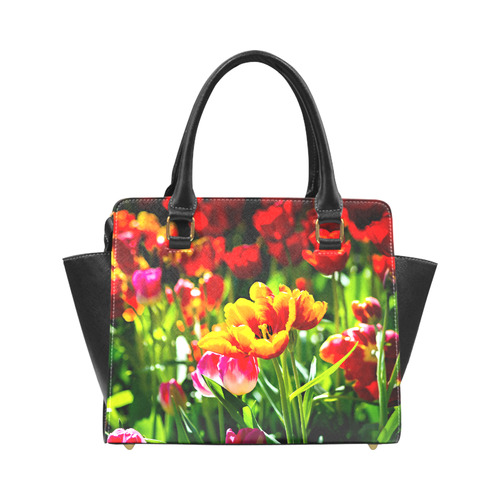 Tulip Flower Colorful Beautiful Spring Floral Rivet Shoulder Handbag (Model 1645)