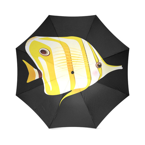 Yellow Stripes Long Nose Butterfly Fish Foldable Umbrella (Model U01)