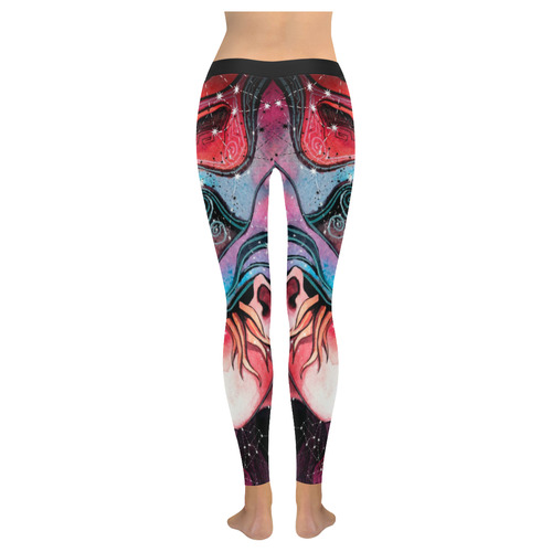 girl in the mask of a lion Women's Low Rise Leggings (Invisible Stitch) (Model L05)