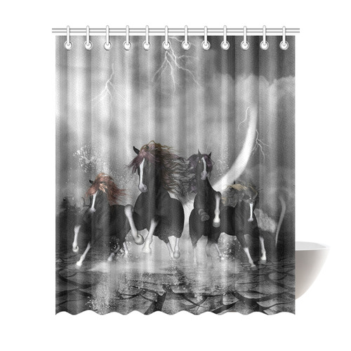 Awesome running black horses Shower Curtain 72"x84"