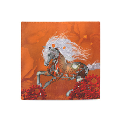 Wonderful steampunk horse, red white Women's Leather Wallet (Model 1611)