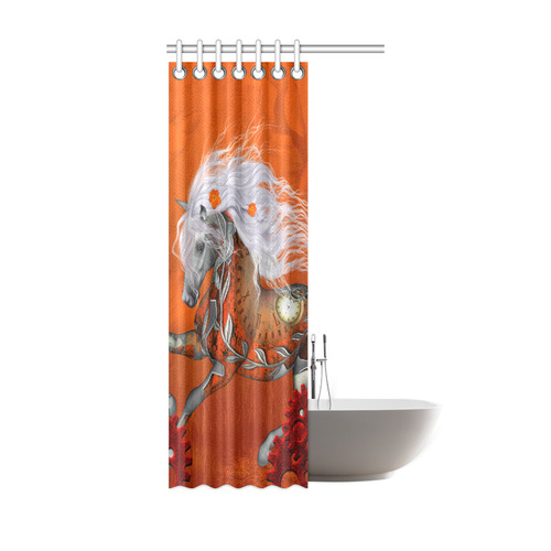Wonderful steampunk horse, red white Shower Curtain 36"x72"