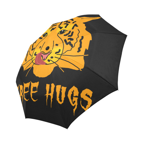 Tiger Licks His Lips Free Hugs Funny Romantic Auto-Foldable Umbrella (Model U04)