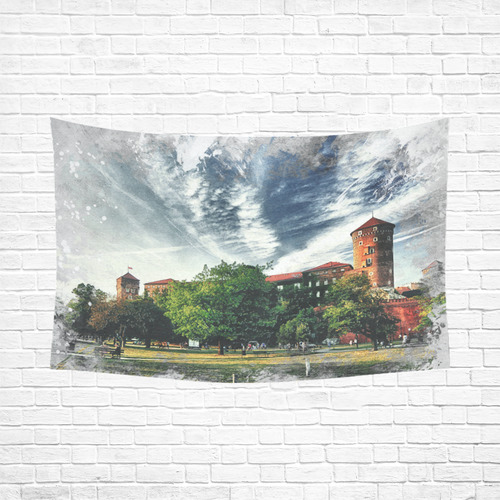 Cracow Krakow city art Cotton Linen Wall Tapestry 90"x 60"