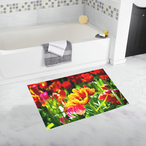 Tulip Flower Colorful Beautiful Spring Floral Bath Rug 20''x 32''