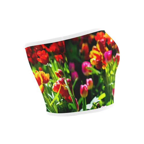 Colorful tulip flowers chic spring floral beauty Bandeau Top