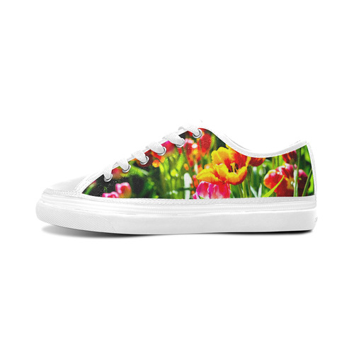 Colorful tulip flowers chic spring floral beauty Women's Canvas Zipper Shoes/Large Size (Model 001)
