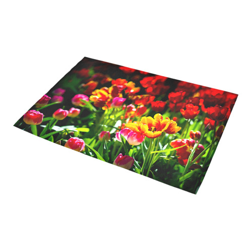 Colorful tulip flowers chic spring floral beauty Azalea Doormat 24" x 16" (Sponge Material)