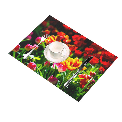 Colorful tulip flowers chic spring floral beauty Placemat 14’’ x 19’’ (Set of 6)