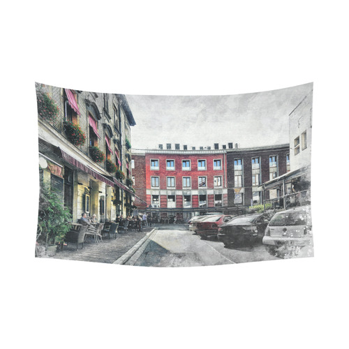 Cracow Krakow city art Cotton Linen Wall Tapestry 90"x 60"