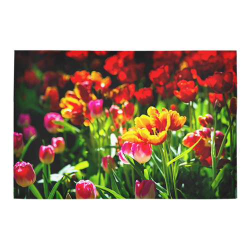 Colorful tulip flowers chic spring floral beauty Azalea Doormat 24" x 16" (Sponge Material)