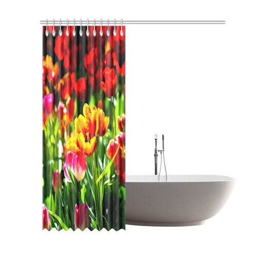 Tulip Flower Colorful Beautiful Spring Floral Shower Curtain 69"x84"