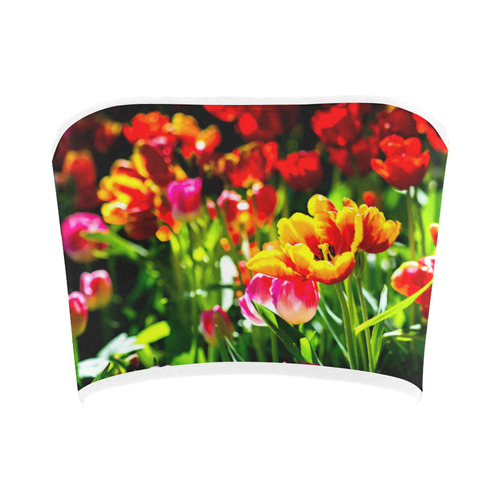 Colorful tulip flowers chic spring floral beauty Bandeau Top