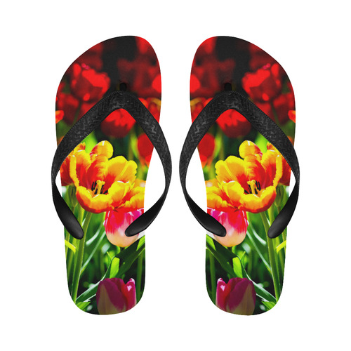 Tulip Flower Colorful Beautiful Spring Floral Flip Flops for Men/Women (Model 040)